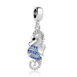 LSxAB Cute Blue Sea Horse Charm Compatible with Pandora Charms Bracelets