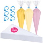 GZMAISULEE Piping Bags Disposable 14 Inch 100PCS Anti Burst Thicken Pastry Bags with 6 Icing Bag Ties for Cookie Cake Frosting Decorating Baking Supplies