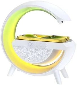Lipzie〚𝑺𝒉𝒐𝒑 𝑨𝒏𝒅 𝑺𝒂𝒗𝒆〛Wireless Charging Alarm Clock with Bluetooth Speaker & LED Nightlight | Dimmable Display, Portable Music Player, Dual Alarm, FM Radio, Multifunctional Bedside Clock