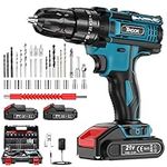 TIHOOK Cordless Drill Driver 21V, Cordless Hammer Drill with 2 Batteries 2000mAh, 42N.m Combi Drill, 3/8" Chuck, LED Light, 25+3 Torque Cordless dril, 2 Speed, Fast Charging Screwdriver