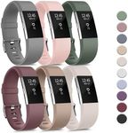 Tobfit 6 PACK Sport Bands Compatible with Fitbit Charge 2 Bands for Women Men, Soft Silicone Waterproof Straps Replacement Wristbands for Fitbit Charge 2 / Charge 2 HR Fitness Tracker, Small