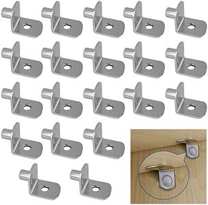 20 Pièces Support pour Étagère Métal de 5 mm pour Armoire de Cuisine L Forme Support Équerre Cheville Etagere en Fer Nickelé Étagère Cheville Support d'étagère pour Meubles Armoire Bibliothèque