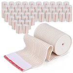 Premium Elastic Bandage Wrap (3" Wide, 50 Pack) - Made of USA Grown Organic Cotton - Hook & Loop Fastener at Both Ends - GT Latex Free Hypoallergenic Compression Roll for Sprains & Injuries