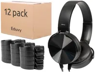 Bulk Headphones for Classroom, 12 Pack Durable Wired School Headphones for Students. Teacher Must Haves Supplies from Elementary to College (Black Color)