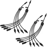 BougeRV Solar Y Branch Connectors Extra Long Solar Panel Parallel Connectors 1 to 4 Solar Cable Wire Plug Tool Kit (2 Pairs/M/FFFF and F/MMMM)
