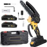 YAGVIZ Mini Chainsaw Cordless 6 Inch Cutting Area Wide Heavy Duty Battery Powered Hand Saw gardens farms pastures Wood Working Tool Like Logging Cutting Pruning with Multicolor
