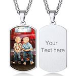 Personalised Necklace for Men-Boy's Engraved Jewellery Stainless Steel Photo Chain-Custom Dogtags for Dad Birthday Fathers Day