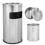 Hiteemer Outdoor Trash Can with Lid Round, Stainless Steel Garbage Can Waste Bin with Removable Inner Barrel Dome for Indoor,Home,Office,Restaurant,Patio,Garden,Kitchen(Sliver)