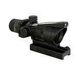 pusina 4x32 Compact Rifle Scope Chevron Glass Etched Reticle Fiber Optics Hunting Prism Scope (Green Fiber Illuminated)