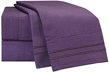 Clara Clark ® Supreme 1500 Collection 5pc Bed Sheet Set - Split King Size, Purple Eggplant