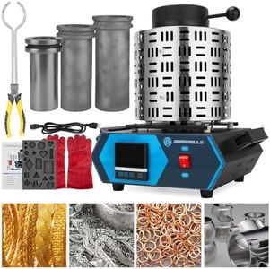 IRONWALLS Gold Melting Furnace Electric, 1800W 110V 2102℉/1150℃ Digital Metal Melting Machine Smelting Furnace Kiln Kit with 1+2+3kg Graphite Crucible & Ingot Mold for Refining Casting Jewelry DIY
