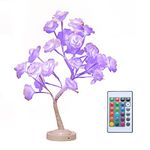 WERTSW Light Up Rose Flower Tree Lamp with Remote Control, 16 Color Changing Flower Desk Lamps for Girls Bedroom Decor, LED Tabletop Bonsai Tree for Valentines Day Christmas Home Wedding Decor