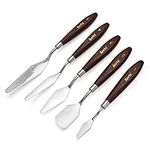 Arrtx 5 Pieces Painting Knife Set Stainless Steel Spatula Palette Knives Painting Mixing Scraper Oil, Acrylic, Canvas Painting Accessories for Color Mixing-Lightwish