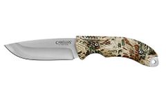 Camillus MASK Fixed Blade Knife, with Sheath, 4" / 10.2 cm Titanium Bonded 420 Blade, PRYM1 Handle, Silver/Camouflage, 9" / 22.9 cm