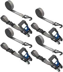 Secure Tite Ratchet Straps 4-Pack – 1-1/2” x 20’ Retractable Ratcheting Tie Down – Truck Tie Down Straps with Hooks, Vinyl Coated Double J-Hook, 1667 lbs. Working Load Limit, 5000 lbs. Break Strength