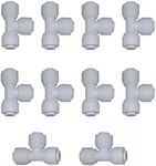 Malida 1/4 Tee 3 Way Tube Quick Connect Push Fit RO Water Reverse Osmosis System set of 10