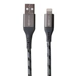 Boompods Retro Braided Armour Lightning Cable - Apple MFi Certified Charging Cable, 1.5M USB to Lightning Charger for iPhone & iPad, 1.5 Metre Long Chargers for iPhone, Graphite