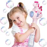 Yerloa Unicorn Bubble Machine Gun Kids Toys, Bubble Wand Blower Maker Ower for Toddler 1-3 with Bubble Solution Bath Outdoor Toys Party Favors Easter Birthday Gifts for 2 3 4 5 6 7 8 Year Old Girl Boy