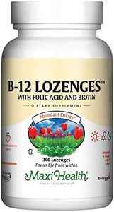 Maxi Health Vitamin B12 Lozenges with Folic Acid and Biotin - Sublingual B12 Vitamins Strawberry Flavor - Vegetarian Kosher B 12 Vitamin for Red Blood Cell Production and Energy (360 Count)