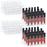 4 Pieces Lipstick Holder Organizer 24 Slot Acrylic Lipstick Makeup Organizer Lipstick Case Display Stand Storage Box for Lipsticks Lipgloss Brushes Cosmetics