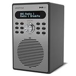 DAB/DAB+ Digital FM Radio with Bluetooth, Alarm, Presets, Wood Effect, Headphone socket, Mains plug (Foxton Black)