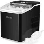 Ice Makers Countertop, KUMIO Ice Machine Maker Countertop 9 Ice Bullet Ice in 8 Mins, 26 lbs in 24 hrs, Self-Cleaning Portable Ice Maker Machine with Scoop and Basket, Black