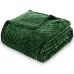 SOCHOW Super Soft Flannel Fleece Throw Blanket, Lightweight Cozy Warm Leaves Textured Plush Blanket for Bed Couch Sofa, 150cm x 200cm, Olive Green