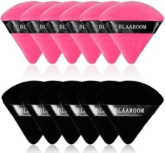 12 Pieces Velour Pure Cotton Powder Puff Face Makeup Triangle Powder Puffs for Loose Powder Wet Dry Cosmetic Foundation Beauty Sponge Makeup Tools -Black Rose Red