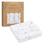 Navaris Muslin Cloths for Baby (Pack of 4) - 80 x 80 cm Squares for Burping, Blanket, Cot - Super Soft Viscose and Cotton