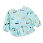 POLKA TOTS Waterproof Washable Full Sleeves Apron Feeding Bibs with Super Absorbent, Soft, Comfortable & Lightweight for Infants & Baby Toddlers - Car Design