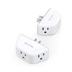 TROND 2 Pack Multi Plug Outlet Extender, Wall Outlet Splitter with 3 Way Plug, Cruise Ship Travel Essentials, 3-Sided Electrical Expanders, Small Multiple Adapter for Home Office Dorm Room Accessories