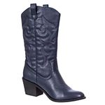 Charles Albert Women's Embroidered Modern Western Cowboy Boot, Navy, 7 UK