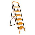 Parasnath 6 Step Kohinoor Mild Steel Foldable Ladder for Home - Wide Anti Skid Plastic Step Ladder for Extra Gripping 6.2 FT Ladder - Made in India