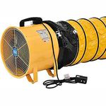 Global Industrial Portable Ventilation 12" Fan with 32' Flexible Ducting, Pack of 1 Yellow