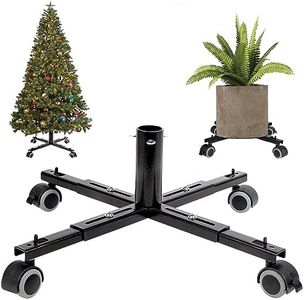 Blissun Christmas Tree Stand Base with Wheels, Movable Christmas Fake Tree Holder, Fits up to 7.5FT Artificial Trees, Plant Caddy with Wheels, Plant Taxi, Plant Dolly Cart After Christmas (Black)