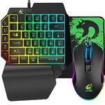 FELICON One Handed Mechanical Feel Gaming Keyboard Rainbow Backlight 5 Multimedia Function Key Portable Mini Single Gamer Keypad with Wrist Rest for Computer/PC/Desktop/Laptop