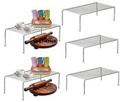 Cri8Hub 5 Pcs Heavy Stainless Steel Kitchen Dish Rack Expandable Storage Shelves for Kitchen Cabinets Multipurpose Organizer Extend with Anti-Rust Nano Coating Pack of 5