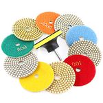 Swpeet 11Pcs Diamond Polishing Pads Kit, 10Pcs 3 Inch Wet/Dry Polishing Kit Polishing Pads Kit with 1Pcs 3 Inch Yellow Backer Pad for Granite Marble Stone Glass Quartz Polishing