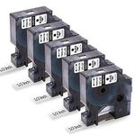 Freshworld Compatible Labeling Tape Replacement for Dymo Label Tape 45010 S0720500, Black on Clear Ink Refill,1/2 Inch/12mm x 23 Ft,for Dymo LabelManager PnP 260P 210D 280 420 160 450D Label Maker, 5P