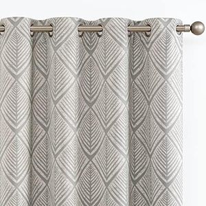 jinchan Moderate 80% Blackout Curtains Geometric Patterns Design Thermal Curtains Grommet Top Bedroom Window Curtains Room Darkening Thermal Insulated Curtains 84" L Grey on Beige