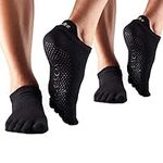 toesox Low Rise Full Toe Multi Pack – Grip Non-Slip Toe Socks for Pilates Barre Yoga, Small, Black - 2 Pack