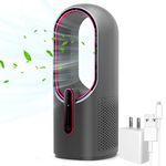 KONSIDEN Desk Fan, 11.8 Inch Bladeless Fan Mini Office Fan, USB Table Fan With Comfy Wind, Desk Fan Small Quiet with 4 speeds Touch Control for Office Bedroom Dorm Workday Companion Gray