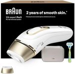 Braun IPL Silk-Expert Pro 5, at Home Hair Removal Alternative for Laser Hair Removal, Includes Pouch and Venus Razor, 2 Years of Smooth Skin, Gift for Women, White/Gold, PL5052