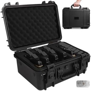 USUAUU 5 Pistol Case for Multiple Guns & 16 Magazine,TSA Approved firearm travel Gun Carrying Case,17 Inches Heavy Duty Waterproof Hard Shell Gun Case for Handguns with Pre-Cut Foam