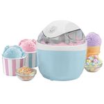 Giles & Posner Ice Cream Maker - Electric Frozen Yoghurt, Sorbet, Dairy Free Milk Churner, 500ml Quick Freeze Bowl, Home-Made In 30 Minutes, Detachable Paddle, Compact, Perfect For Kids, Blue