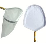 BlueWave Swimming Pool Deep Leaf Rake White & Gold Aluminum Handle & Fine Mesh Net & Swimming Pool Leaf Rake with Gold Aluminum Handle and Fine Mesh Net (White & Golden Color)