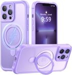 MOCCA Design for iPhone 13 Pro Case with Magnetic Invisible Stand [Full Camera Protection] [Compatible with Magsafe] Military Drop Shockproof Translucent Matte Phone Case Cover 6.1",Light Purple