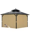 FoundGo Gazebo Universal Replacement Privacy Curtain – for 10' x 10' Water resistant Gazebo Side Wall Privacy Panel Shade Screen Panels with Zipper for Outdoor Pergola Patio (Khaki) 4pc