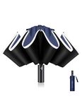 XIXVON Umbrella Pro (10 Ribs, Blue) | UPF 50+ 99% UV Protection, Reflective Safety Strip, Sturdy Windproof, Travel Portable, Automatic | Reverse Folding Umbrella