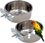 Water Food Bowl Bird Cage Cups, Stainless Steel Bird Hanging Bowl,Bird Feeding Dish Cups,Animal Cage Water Food Bowl,Holder Parrot Water Food Dish Feeder (Pack of 2.. 800 ML)